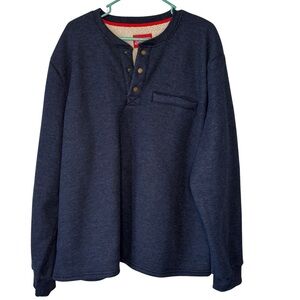Coleman Navy Blue Sherpa Lined Waffle Knit Henley